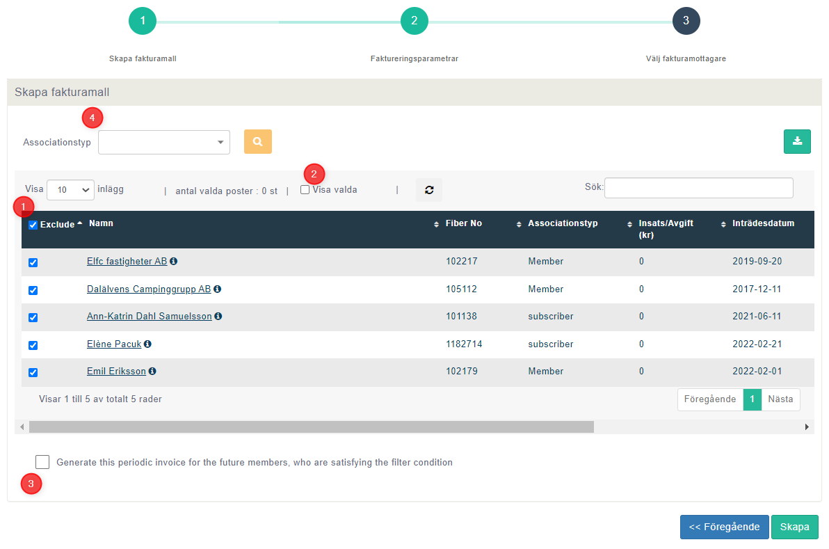 Step 3 - Select invoice recipient