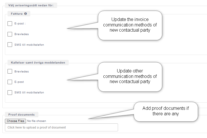 Change of Ownership - communication preferences