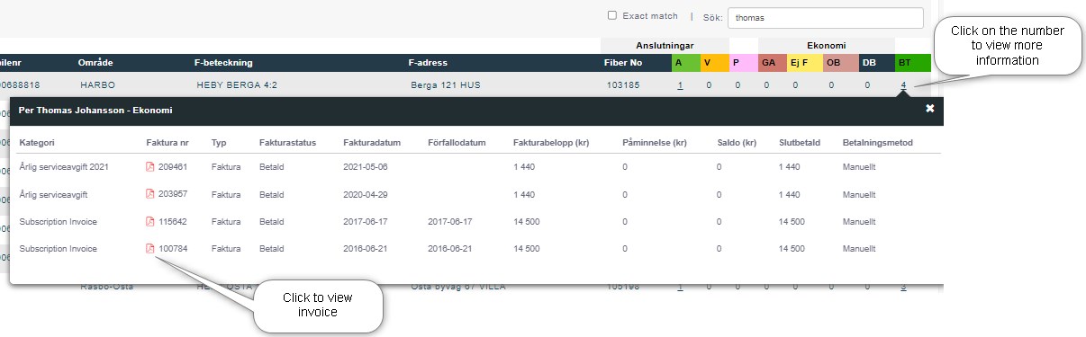 View invoice information