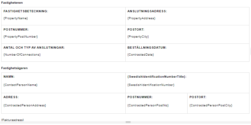 fiber contract parameters