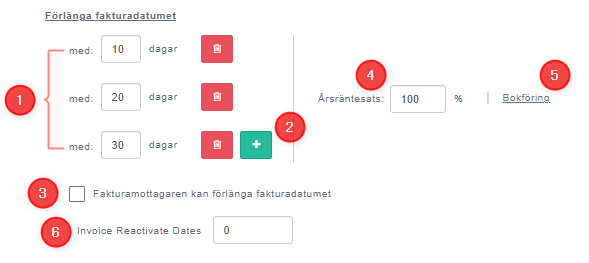 invoice extend settings