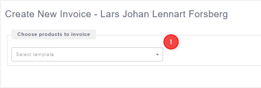 Create one time invoice - select template