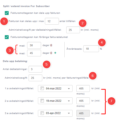 Create one time invoice - split and extend