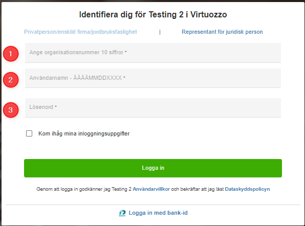 Corporate login using Password
