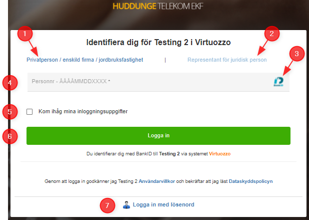 Individual login using Bank ID